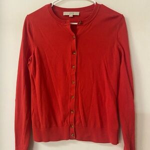Ann Taylor Loft red cardigan sweater button up size small